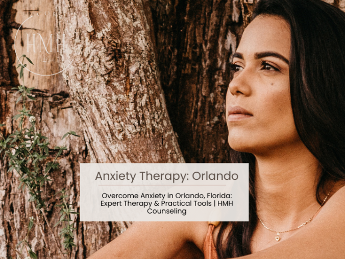 Peaceful woman practicing Anxiety therapy techniques in Orlando